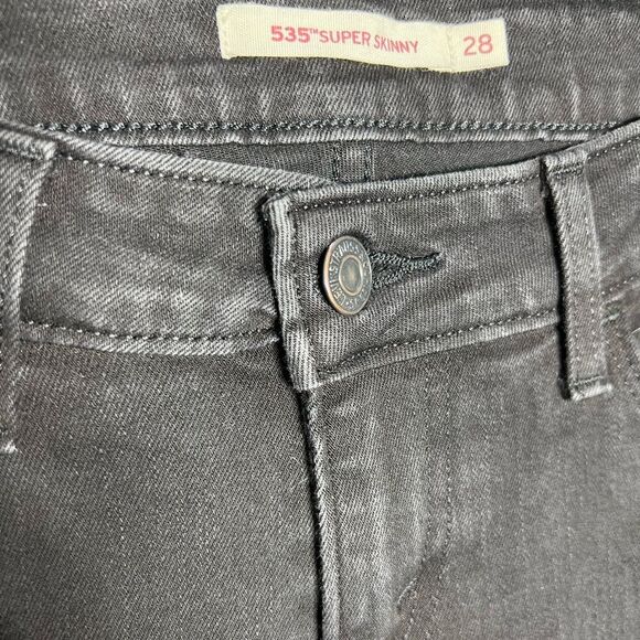 LEVI'S 535 SUPER SKINNY JEANS Black Size W28 L30 - Picture 13 of 16